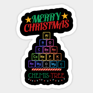 Chemistry tree, merry christmas, periodic table Sticker